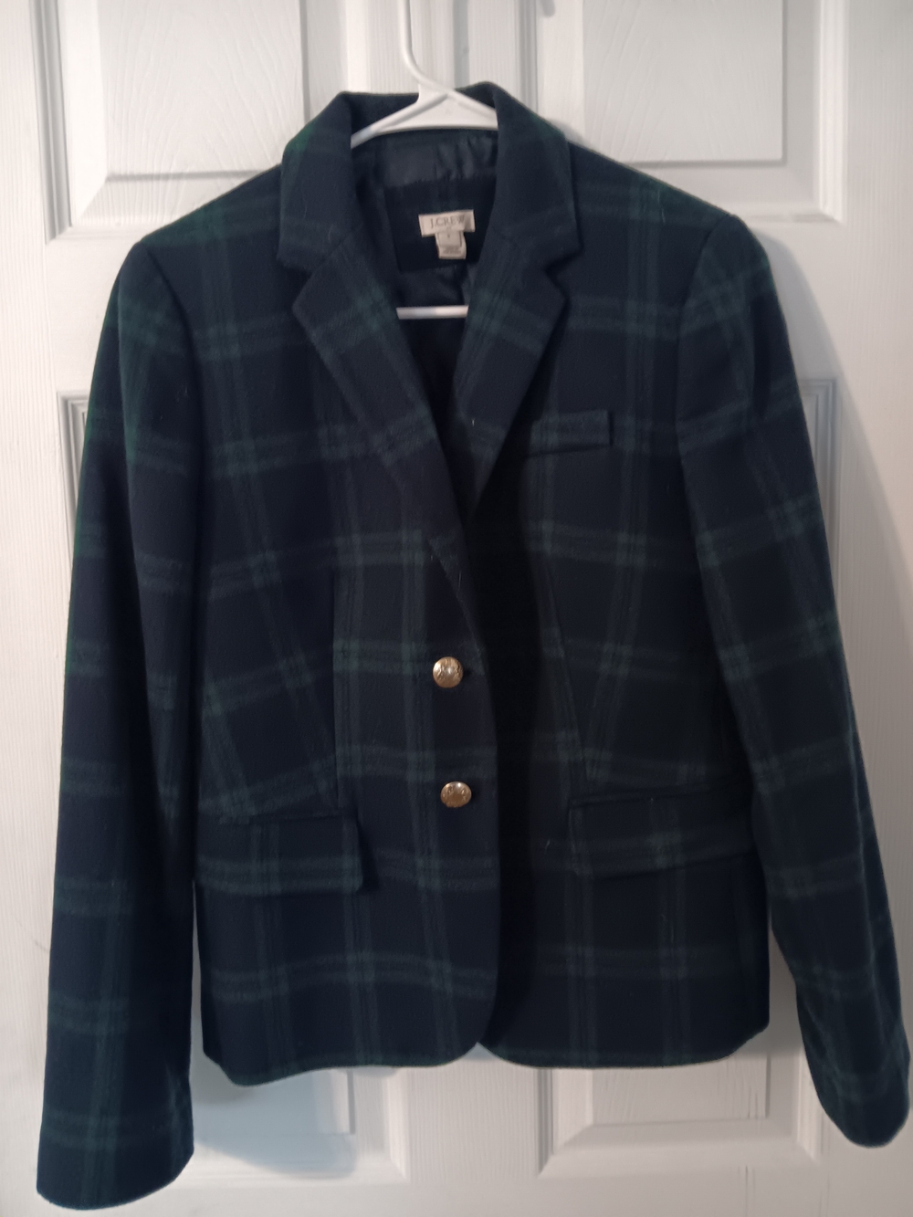 J. Crew Women's Green Plaid Wool Blazer Jacket